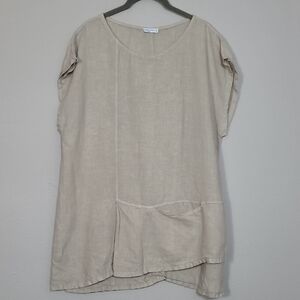 Moraitis 100% Linen Tunic Top Size XL Ivory Cream Lagenlook Coastal Greece